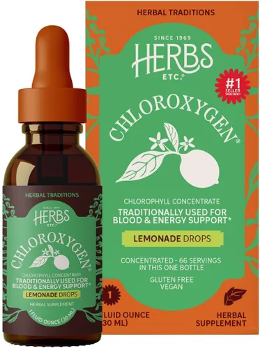 Vista 2 de Herbs Etc. ChlorOxygen - Gotas de limonada – 50 mg de clorofila – Apoyo de energía y vitalidad – 1 onza líquida (66 porciones)