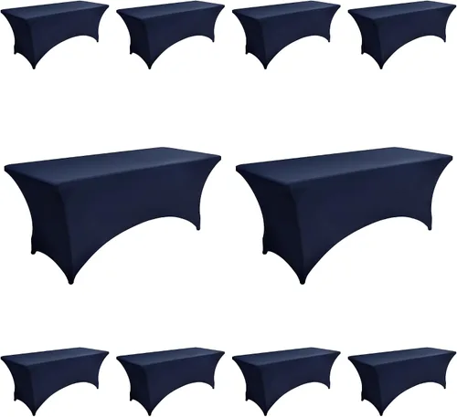 Vista 64 de Paquete de 2 Cubiertas de Mesa de Spandex de 4 pies para Mesas Plegables Rectangulares - Manteles Elásticos Ajustados Resistentes a las Arrugas