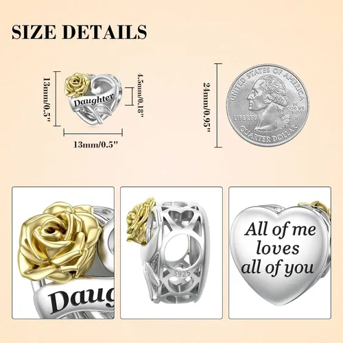 Vista 3 de SEVENWELL Dijes familiares para Pandora cuentas de plata de ley 925 con diseño de corazón para pulsera madre hermana hija esposa nana mejor amiga