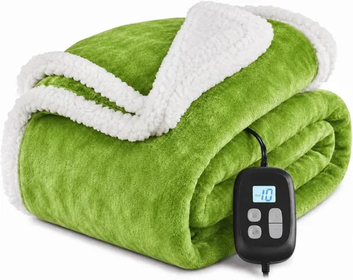 Vista 11 de Manta térmica eléctrica tamaño Full de 72 x 84 pulgadas, manta cálida de franela súper suave con 10 ajustes de calor, temporizador de apagado
