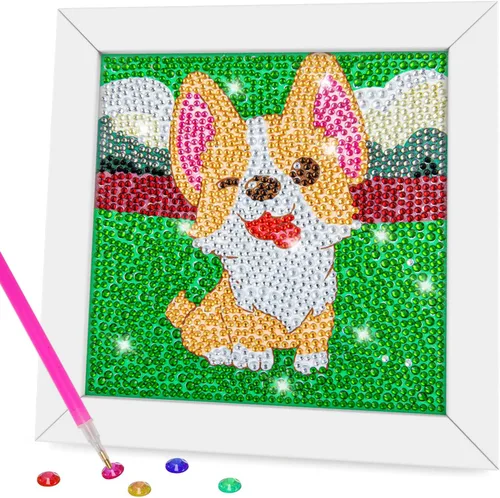 Vista 11 de QEUOYSS Kit de arte de diamantes para niños con marco de madera, arte y manualidades para niños de 6 a 8 a 10 a 12 años, fácil de hacer tú mismo