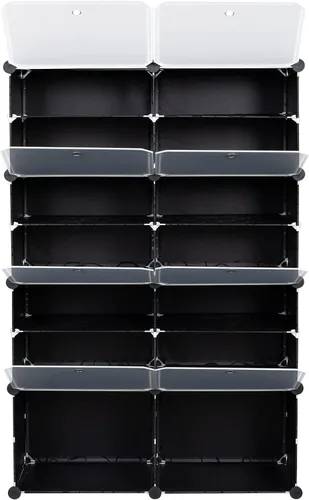 Vista 4 de Estante organizador portátil de 7 niveles, 28 pares, 14 rejillas, color negro