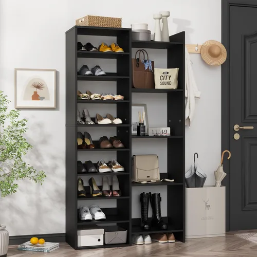 Vista 7 de Furnify Zapatero de 14 niveles, organizador de zapatos moderno de 152 cm de altura, gabinete de almacenamiento de zapatos con compartimentos
