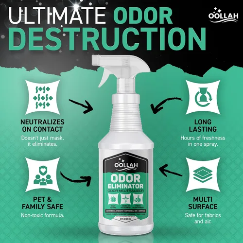 Vista 2 de Eliminador de olores de mascotas para el hogar, espray eliminador de olores de 32 onzas, neutralizador de olores frescos para tela, alfombra