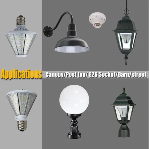 Vista 6 de dephen Bombilla LED de mazorca de maíz de 50 W, cono triangular de 6500 lúmenes, luz superior de poste base E26, reemplazo de halogenuros metálicos