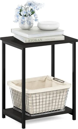 Vista 13 de Furinno Mesa auxiliar con marco de metal simplista, 1 paquete, pino ámbar