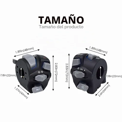 Vista 3 de Interruptor de motocicleta de 7/8" Feiteplus con luz LED azul para botón de claxon, señal de giro, lámpara antiniebla eléctrica, interruptores