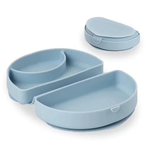 Vista 7 de Miniware Fold & Scoop - Juego de alimentación para bebés, plato de silicona para bebé con succión y cuchara para bebé, compacto, portátil, apto