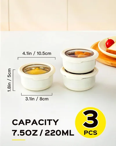 Vista 5 de Recipiente de aderezo de ensalada de acero inoxidable Lille Home, recipientes pequeños a prueba de fugas con tapas, beige