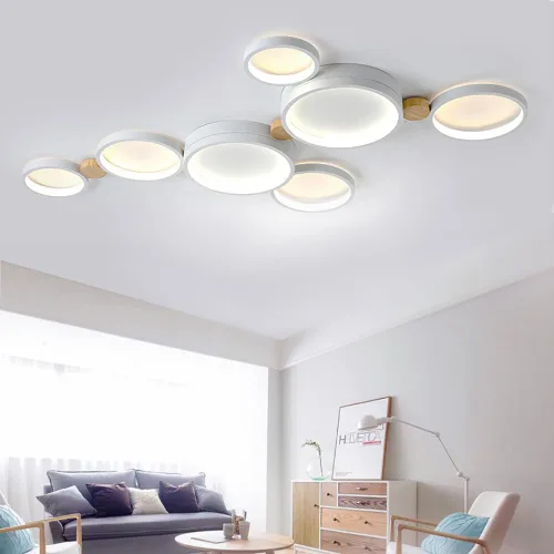 Vista 11 de Lámpara de techo LED de 3 luces, 22 pulgadas, moderna lámpara de techo empotrada de madera de 20 W regulable para sala de estar, dormitorio, cocina