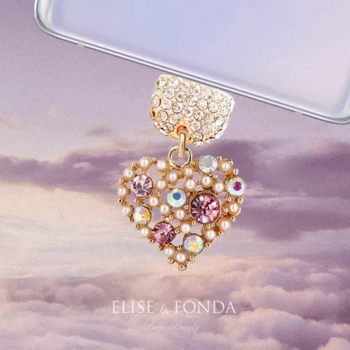 Vista 2 de ELISE & FONDA TP199 Tipo-C Puerto de carga USB Crystal Anti Dust Plug Little Love Heart Cell Phone Charm para Samsung/OnePlus/Xiaomi/oppo Teléfono