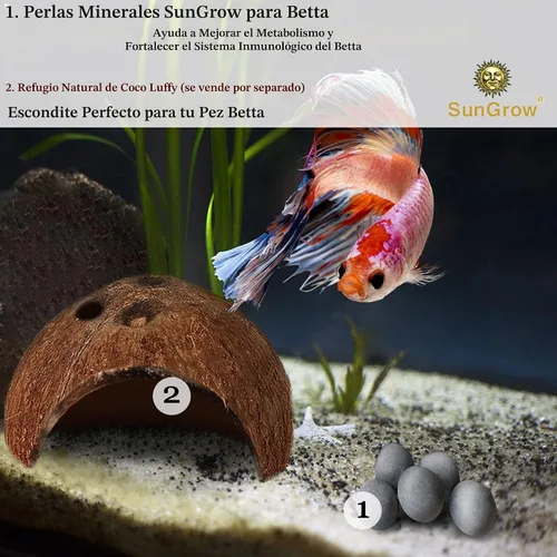 Vista 6 de SunGrow Betta Balls, acondicionador de agua con más de 30 elementos beneficiosos para peces tropicales, decoración de equilibrio de pH de tanque