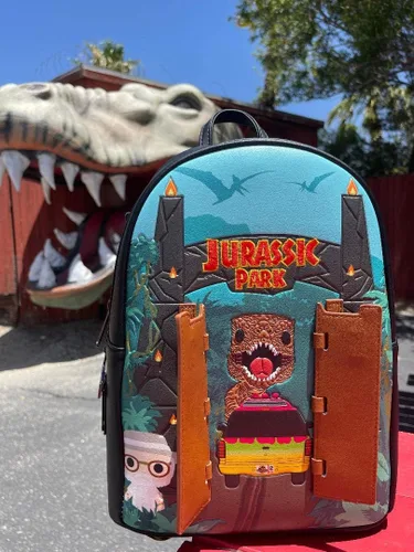 Vista 8 de Loungefly POP Jurassic Park Gates - Bolso de hombro con doble correa para mujer Multi