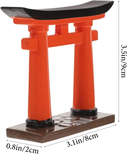 Vista 2 de NOLITOY Puerta Torii en miniatura, adorno de resina de estilo japonés, modelo de santuario sintoísta rojo para jardín zen, pecera, decoración