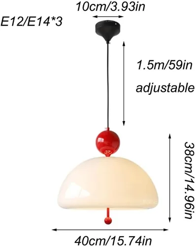 Vista 2 de Luces colgantes de metal con cúpula nórdica, moderna lámpara colgante de vidrio de leche, cable ajustable E14/E12 para cocina, isla de comedor, sala
