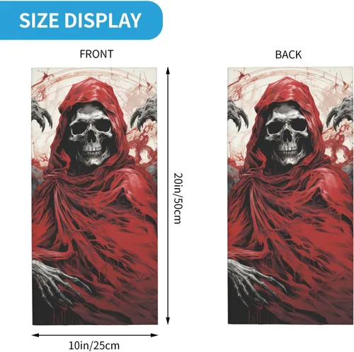 Vista 4 de CASGTNZ grim reaper skull angel Abstract red Neck Gaiter Face Cover Balaclava Gaiter Mask for Men Women Bandana for Motorcycle Cycling Riding Skiing