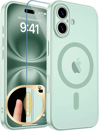 Vista 179 de zapica Funda magnética para iPhone Air, con protector de pantalla de vidrio templado, compatible con MagSafe, translúcida mate, a prueba de golpes