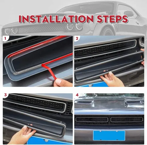 Vista 5 de JeCar Insertos de Parrilla ABS Kit de Embellecedores de Cubierta de Parrilla Accesorios Exteriores Compatibles con Dodge Challenger 2015-2023