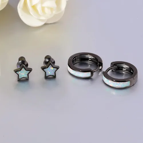 Vista 62 de CiNily Aretes Huggie de ópalo con bisagras, chapados en oro, hipoalergénicos, pequeños aretes de aro para mujeres, adolescentes, niñas, hombres