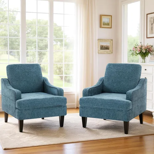 Vista 17 de Silla decorativa para sala de estar, sillón de mediados de siglo, sillas de sala de estar, silla de lectura tapizada para dormitorio, sofá Beige