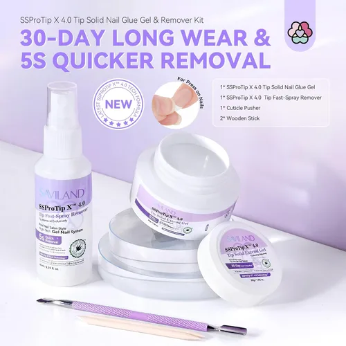 Vista 2 de SAVILAND Gel y removedor de pegamento para uñas: removedor de uñas de presión rápida de 1.06 oz de pegamento UV Gel duro sólido para uñas