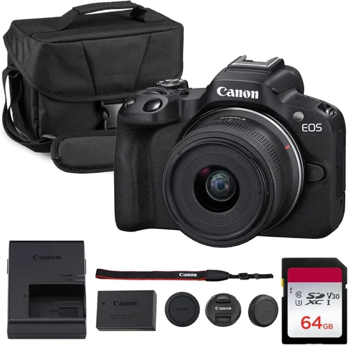 Vista 7 de Cámara Canon EOS R50 sin espejo con lentes RF-S de 18-45mm y 55-210mm Sensor APS-C de 24.2MP, Dual Pixel CMOS AF, video 4K Kit de cámara híbrida