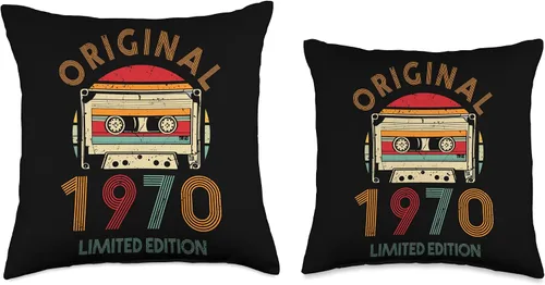 Vista 3 de Retro Limited Edition 1970 Cassette Tape 54th Birthday Throw Pillow