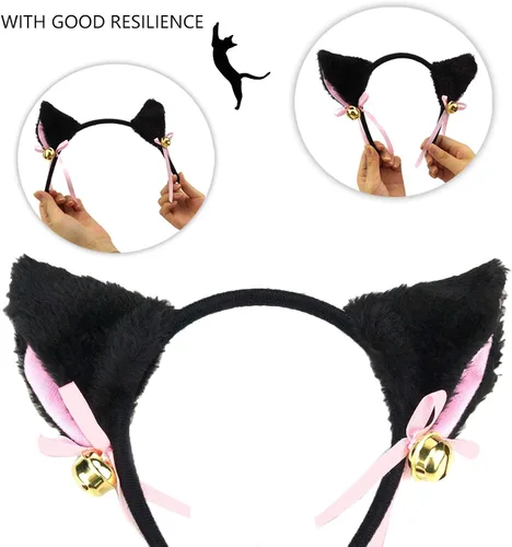 Vista 2 de Cat role play costume kitten tail ear collar claw glove anime Gothic suit