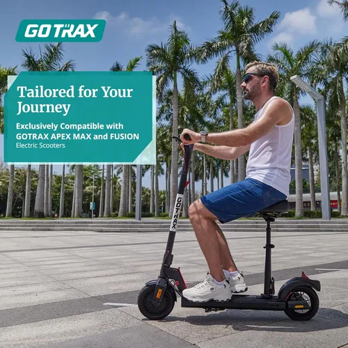 Vista 2 de Gotrax Asiento plegable para scooter, solo para APEX MAX, Fusion E-Scooter, ajustable, cómodo con absorción de golpes, soporta hasta 264 libras