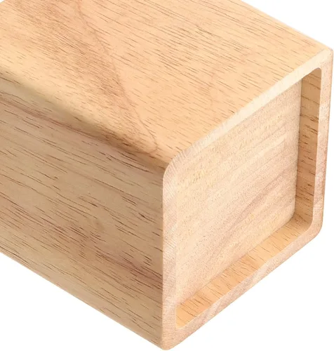 Vista 3 de Paquete de 6 elevadores de madera para cama, elevadores de muebles de madera oscura cuadrada natural de 4 pulgadas, extensores de madera resistentes