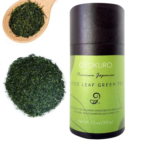 Vista 2 de Juego de té Aracha Gyokuro y Gokuzyo y tetera japonesa Tokoname Kyusu de Japanese Green Tea Co – Surtido de té verde japonés de 3 piezas de alta