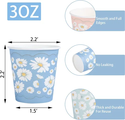 Vista 2 de Lamosi Paquete de 300 tazas de baño de 3 onzas, vasos de papel de 3 onzas, taza de enjuague bucal, mini taza de papel para fiestas, pícnics