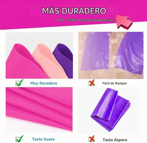 Vista 3 de Juego de bandas de resistencia planas para terapia, sin látex, bandas elásticas planas para ejercicio, flexibilidad, pilates, yoga, ballet
