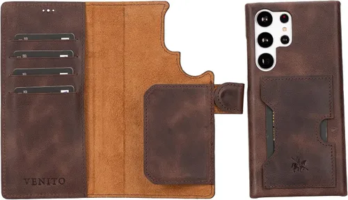 Vista 24 de Venito Florence - Funda de piel compatible con Samsung Galaxy S9, extra segura con bloqueo RFID, cartera desmontable para teléfono (gris decolorado)