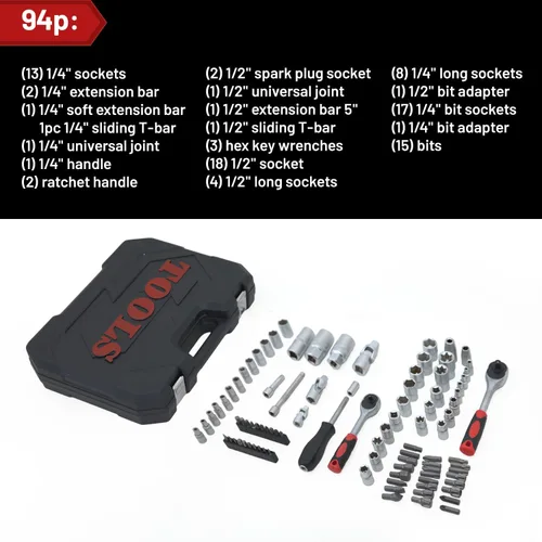 Vista 3 de Hantinstom Ultimate Sockets Set de herramientas de mano integral, perfecto para el hogar, colegio, dormitorio, coche, kit de emergencia ideal