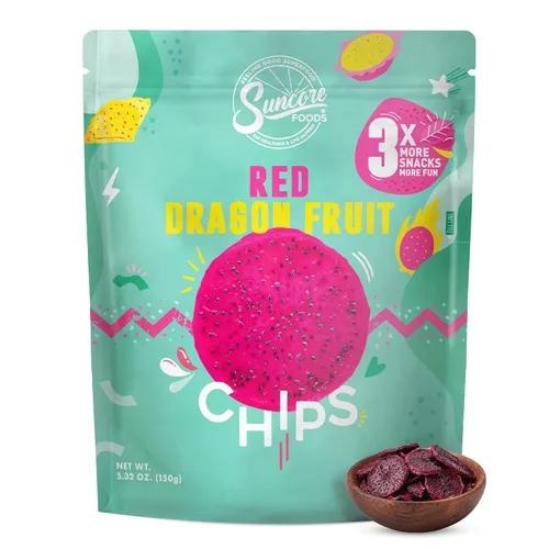 Vista 12 de Suncore Foods Papas fritas de fruta de dragón blanco, aperitivo crujiente de pitaya, 5.32 onzas, paquete de 1 Chips de fruta de dragón blanco