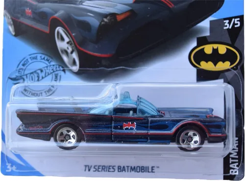 Vista 2 de Hot Wheels Batmobile 118/250, coche fundido a presión negro con llamas azules