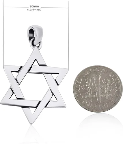 Vista 3 de AJDesign Collar con dije de estrella clásica de David de plata de ley 925, dije judío para hombres o mujeres