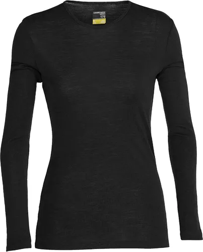 Vista 8 de Icebreaker Merino Womens 175 Everyday Cold Weather Base Layer Thermal Long Sleeve Crewneck T-Shirt Negro