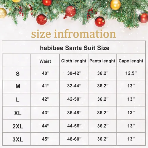Vista 7 de habibee Santa Claus Costume Christmas 12pcs Deluxe Velvet Santa Suit for Adults Teenager