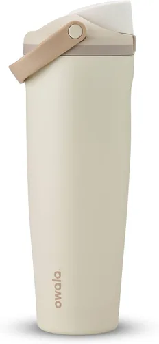 Vista 33 de Botella de agua Owala FreeSip con aislamiento de acero inoxidable con pico de dos vías, pajita incorporada y asa de cubo, fabricada para viajes