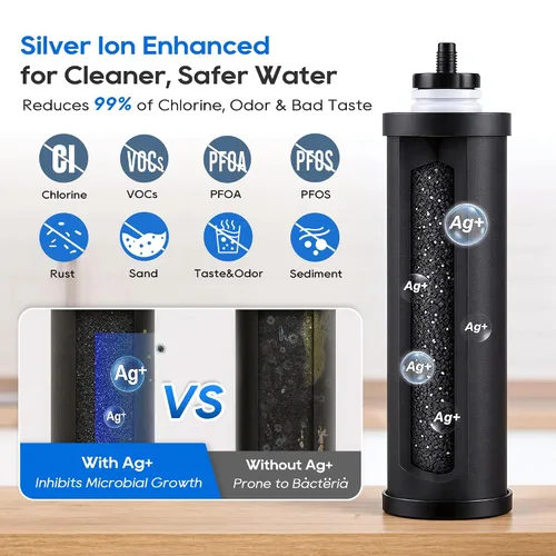 Vista 4 de LCF 𝐒𝐢𝐥𝐯𝐞𝐫 𝐈𝐨𝐧𝐬 Sistema de Filtro de Agua por Gravedad Mejorado, Alternativa Confiable al Sistema de Filtro de Agua Berkey, Estándar NSF/ANSI