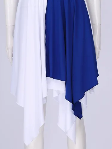 Vista 7 de Aislor Vestido asimétrico de baile de elogios litúrgicos para mujer, túnica sin mangas, bloque de color, disfraz de baile lírico