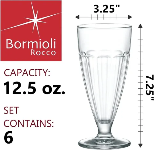 Vista 2 de Bormioli Rocco Rock Bar - Juego de 6 vasos de postre para helados, batidos o batidos, 12.5 onzas, transparente