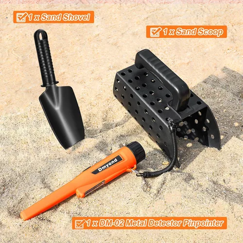 Vista 2 de Dmyond Detector de Metales Pinpointer y Accesorios - Varilla Puntera de Mano Impermeable Completa IP68 con 3 Modos - Incluye Tamiz para Arena