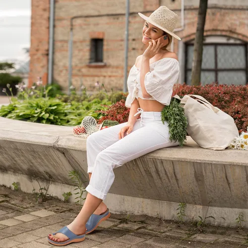 Vista 2 de Sandalias ortopédicas de cuña para mujer: cómodas y elegantes sandalias de verano para mujer, cómodas y casuales para caminar con plataforma