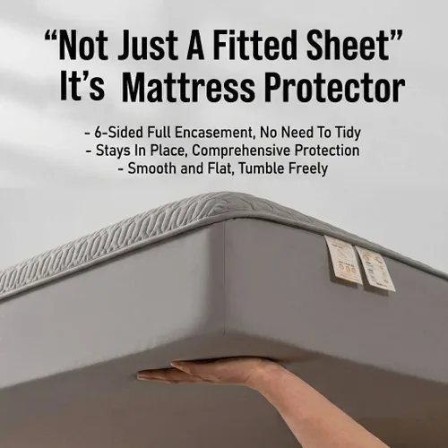 Vista 3 de Waterproof Six-Sided Mattress Encasement Quilted Zippered Gris Oscuro