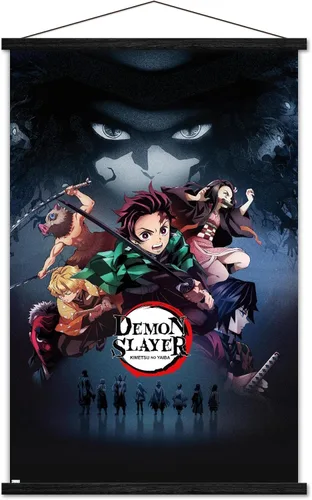 Vista 6 de Demon Slayer - Póster de pared Key Visual 3, 34 pulgadas de largo x 22.4 pulgadas de ancho, versión premium sin marco