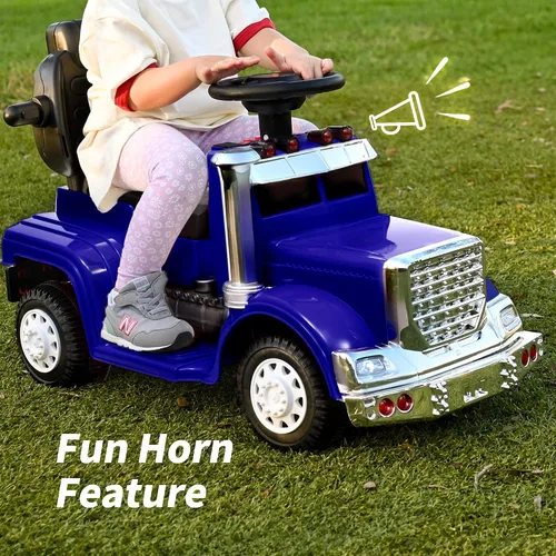 Vista 4 de Outfunny Coche de empuje 3 en 1 para niños pequeños de 1 a 3 años con mango y música Azul