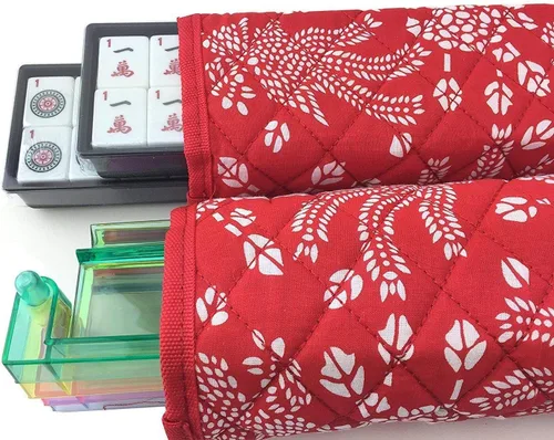 Vista 4 de 166 Azulejos American Mahjong Set Red Phoenix Soft Bag 4 Color Empujadores/Racks Fácil Llevar Mahjongg Occidental